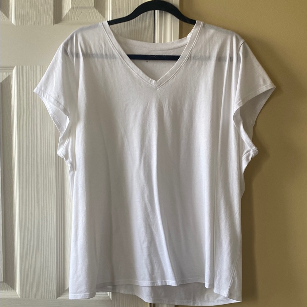 Eileen Fisher White Flutter Sleeve Relaxed T-Shirt